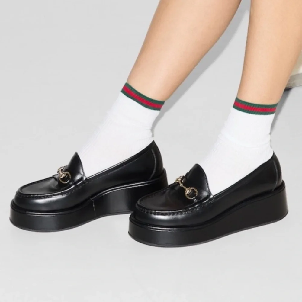 Gucci Ilde Horsebit Flatform leather platform Loafer RETAIL 1,300 - Picture 2 of 14